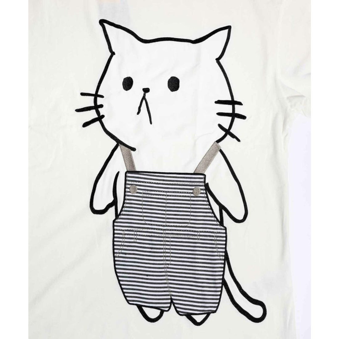 ScoLar スカラー パリティ オーバーオールを着たネコ 刺繍 アップリケ BIG-T Tシャツ 新品 未使用 猫柄 ネコ柄 ユニセックス 男女兼用_画像2