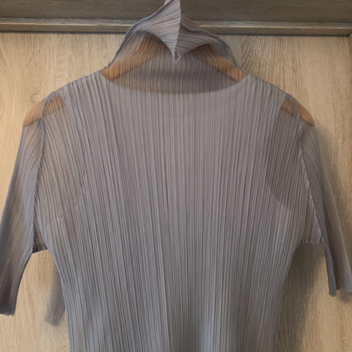 (k) PLEATS PLEASE プリーツプリーズ イッセイミヤケ ISSEY MIYAKE レイヤードトップス ハイネック サイズ3 ブルー レディース _画像4