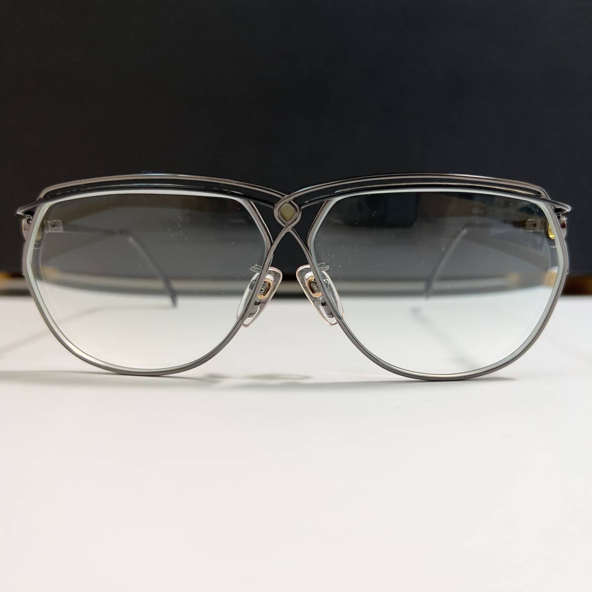 ◆NINA RICCI ニナリッチ 眼鏡フレーム メガネ ガンメタリック ティアドロップ EYEWEAR サングラス レンズ度入り Vintage