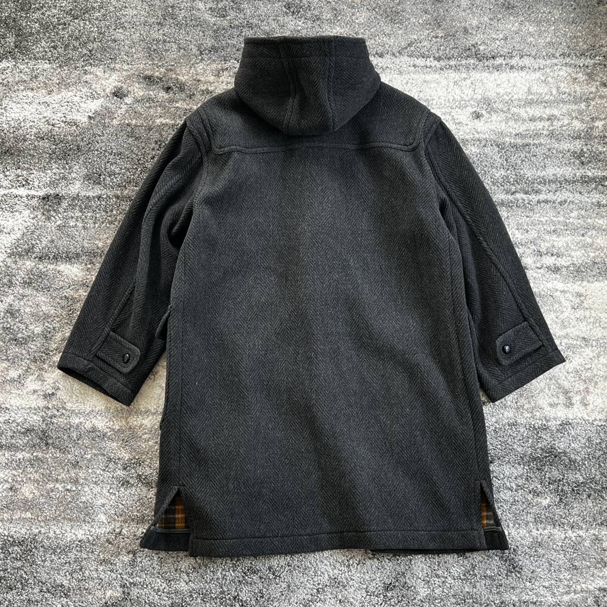 * super rare OLD DANIEL CREMIEUX Daniel kremyu duffle coat made in Japan DC4509 reverse side side check double faced dark gray oversize 