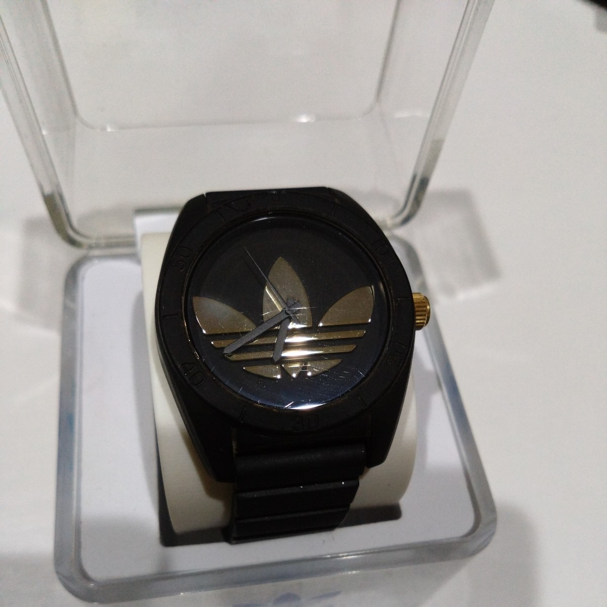 adidas アディダス ADH2912 メンズ腕時計 ラバーベルト 黒 動作品_画像2