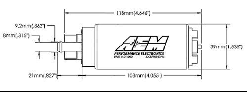 トラスト AEM フューエル ポンプ 汎用 340 l/h #50-1000 インタンク 燃料ポンプ_画像2