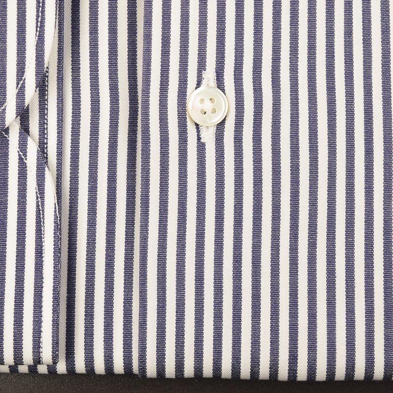◆D'URBAN ダーバン◆日本製 スナップダウン ストライプドレスシャツ(長袖) 白×紺 /38-82_画像5