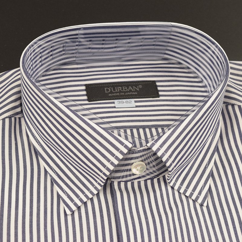 ◆D'URBAN ダーバン◆日本製 スナップダウン ストライプドレスシャツ(長袖) 白×紺 /38-82_画像2