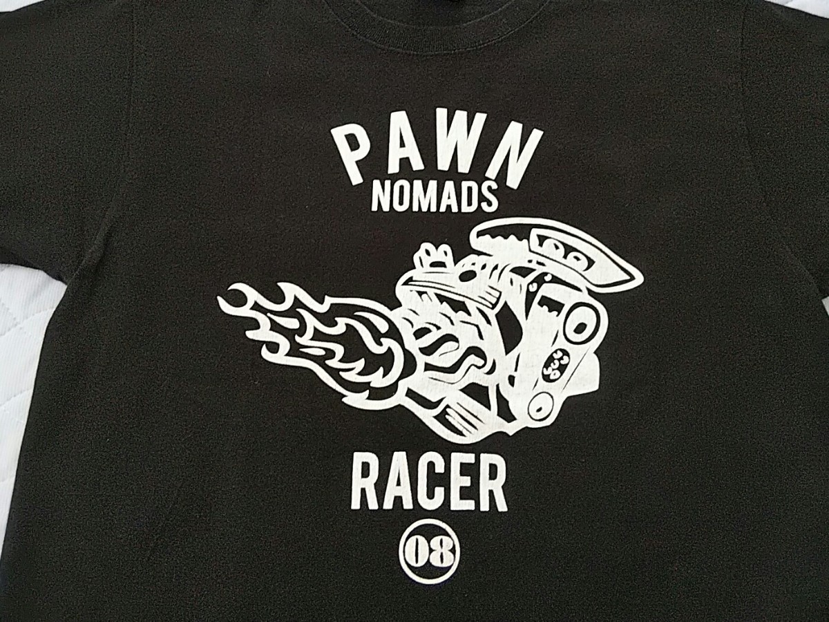 PAWN NOMADS パウン V8 エンジン ロゴ 半袖 Tシャツ M ブラック /検 ナックル ショベル パン BUCO バイカー ハーレー _画像4