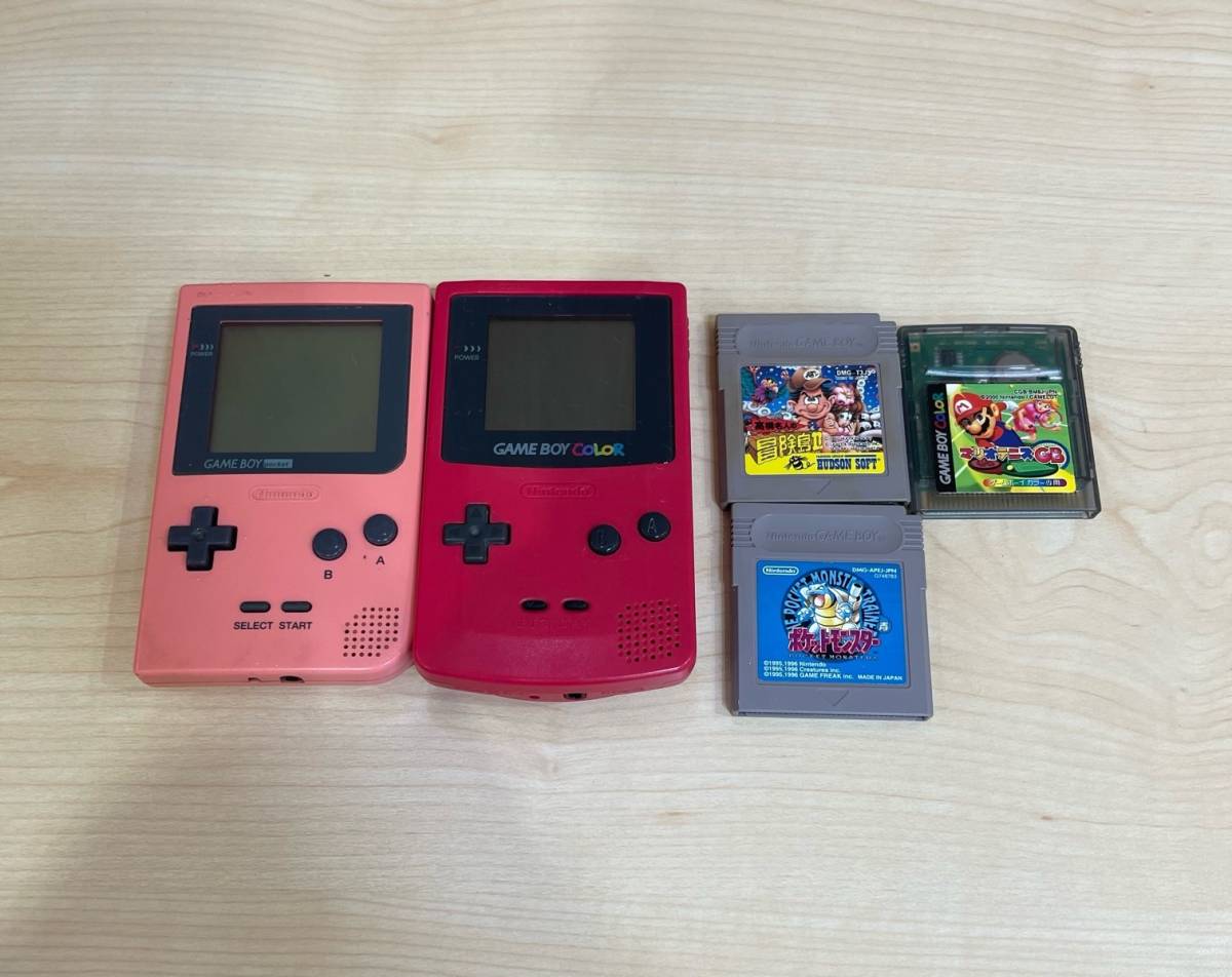 #235【ジャンク】GAMEBOY COLOR ゲームボーイカラー【GBカラーは動作確認済み】 【GBポケットは動作未確認】本体２点 ソフト3点_画像1