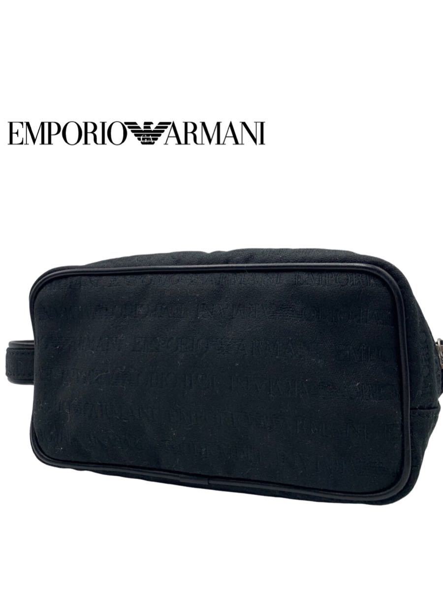 ◆超美品◆超高級◆EMPORIO ARMANI◆エンポリオアルマーニ◆ブランド◆ブラック◆セカンドバッグ◆キャンバス◆メンズ◆レディース◆YP026_画像1