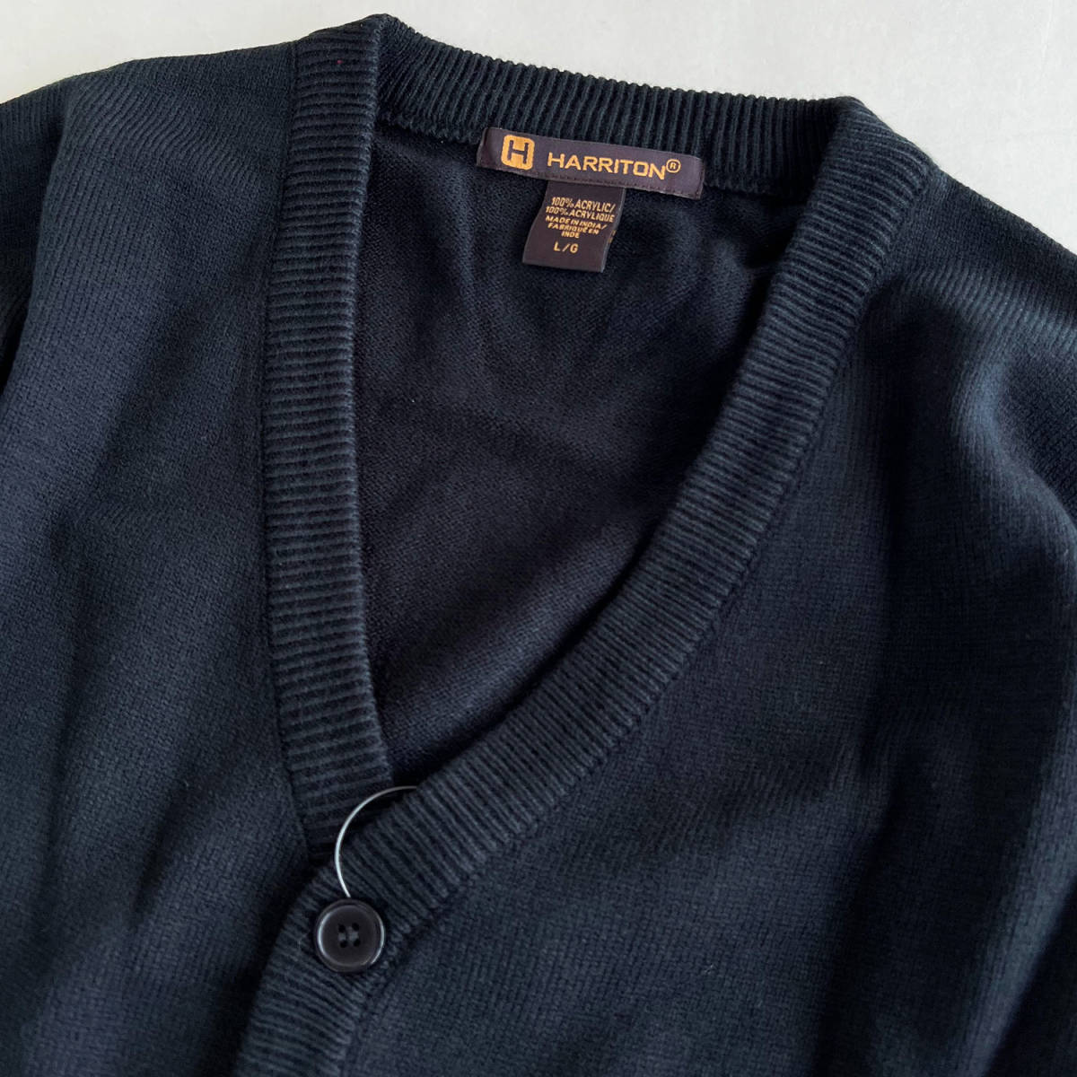 HARRITON　ハリトン　Vネック カーディガン　ブラック　Lサイズ　PILBLOC V-NECK KNIT CARDIGAN アクリルニット_画像2