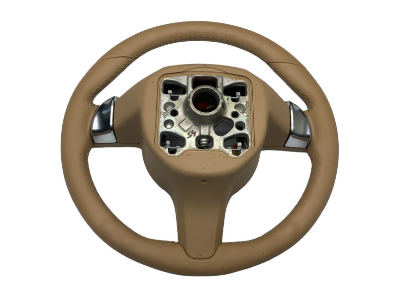 PR008 92A Porsche Cayenne S hybrid leather steering whee steering wheel * beige [ animation equipped ]0