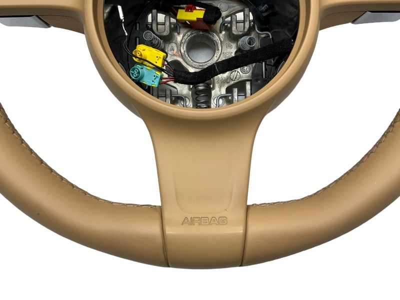 PR008 92A Porsche Cayenne S hybrid leather steering whee steering wheel * beige [ animation equipped ]0