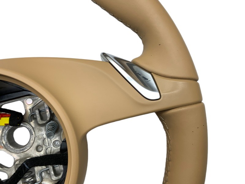 PR008 92A Porsche Cayenne S hybrid leather steering whee steering wheel * beige [ animation equipped ]0