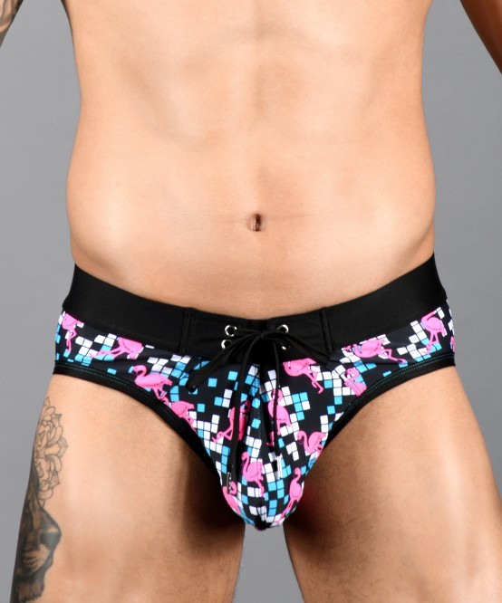 即決新品 7757-Dfla M-アンドリュー クリスチャン Andrew Christian Disco Flamingo Bikini スイムビキニブリーフ 現品表記サイズ M_画像1