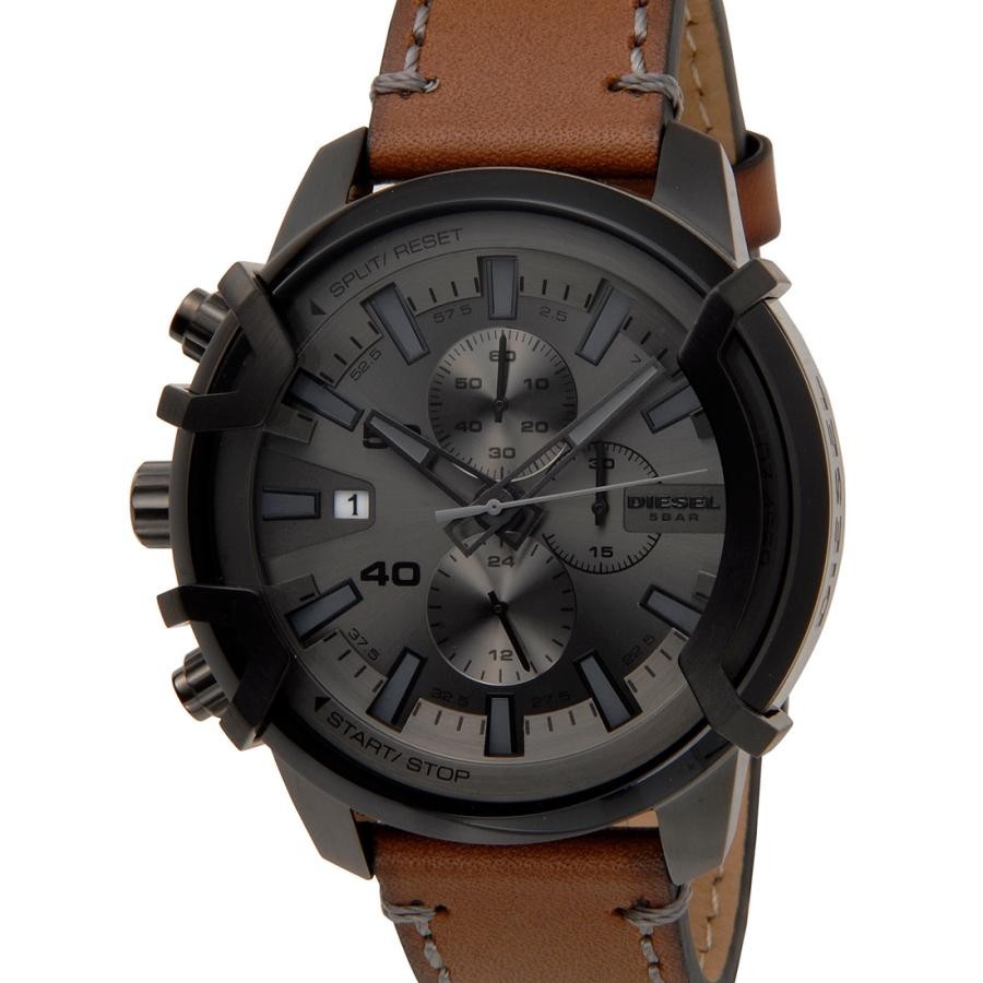 品質一番の DIESEL ディーゼル 腕時計 ブラウン レザー 男性用