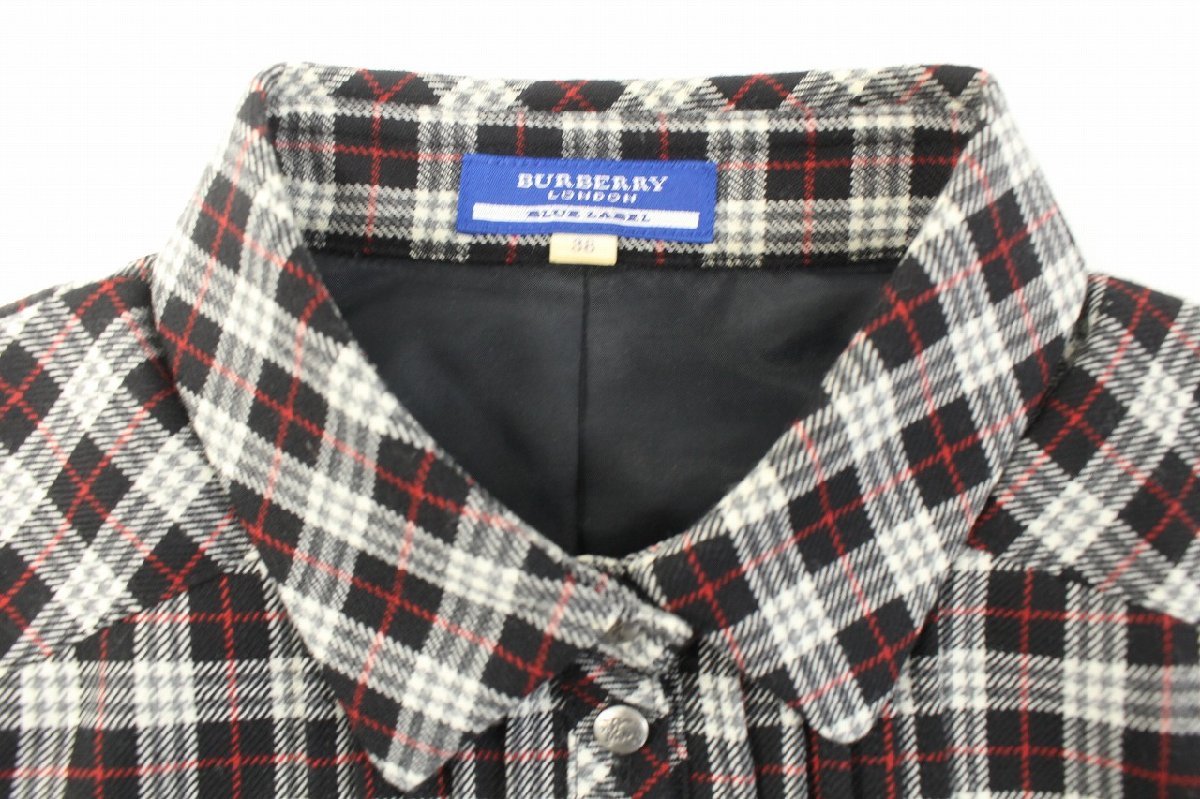 【良品】バーバリー ブルーレーベル BURBERRY LONDON BLUE LABEL ワンピース 38 チェック柄 半袖 三陽商会製 8-F057Y/1/60P_画像7