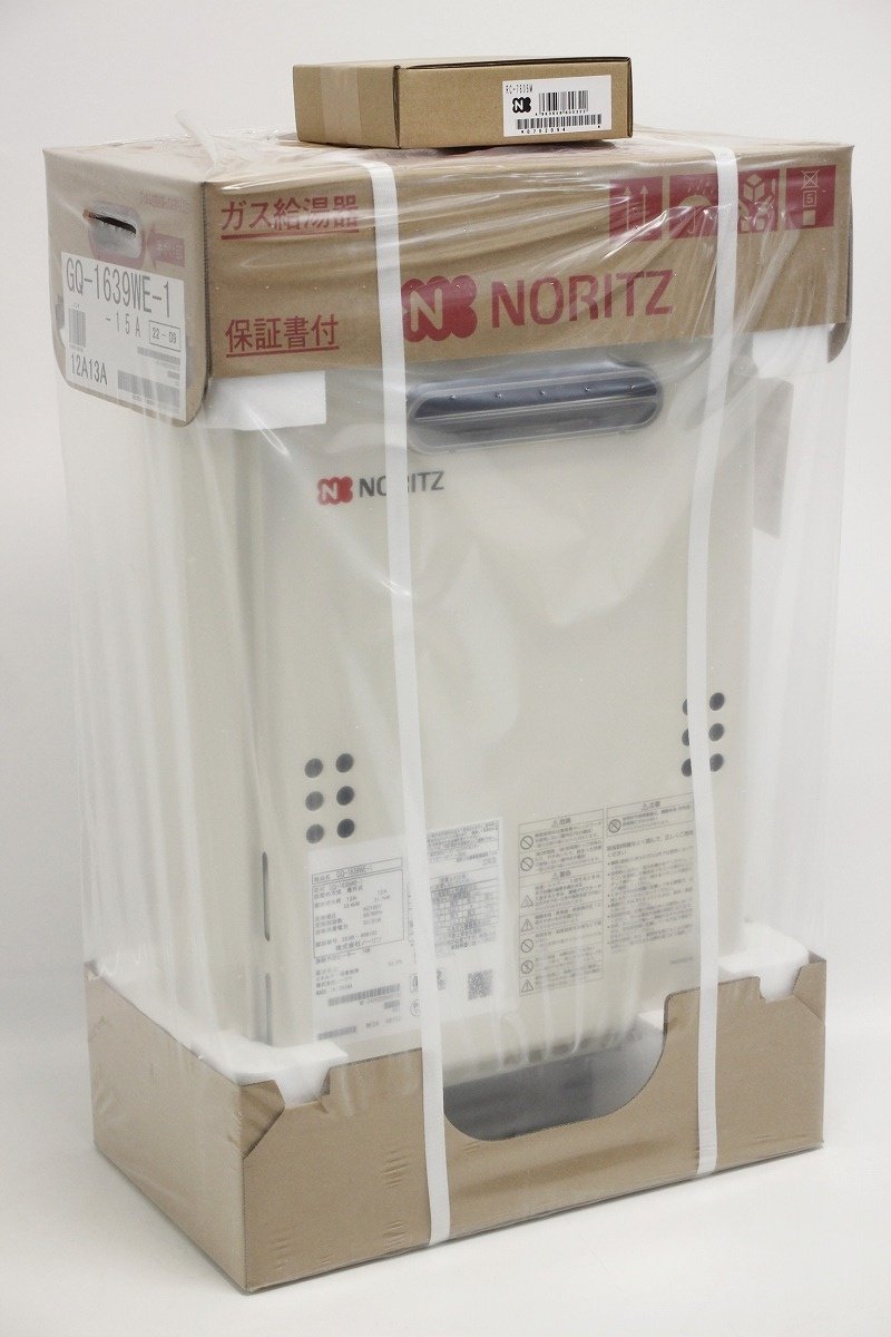 未開封 NORITZ ノーリツ GQ-1639WE-1 ガス給湯器 都市ガス用 2022年製 RC-7606M リモコン 11-E066Z/1/160_画像1