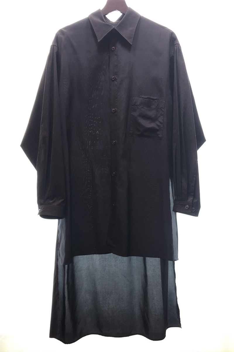 ★ Yohji Yamamoto POUR HOMME ヨウジ ヤマモト プール オム 18SS Cupro Staff Shirt サイズ3 ブラック 黒 HW-B08-212 104