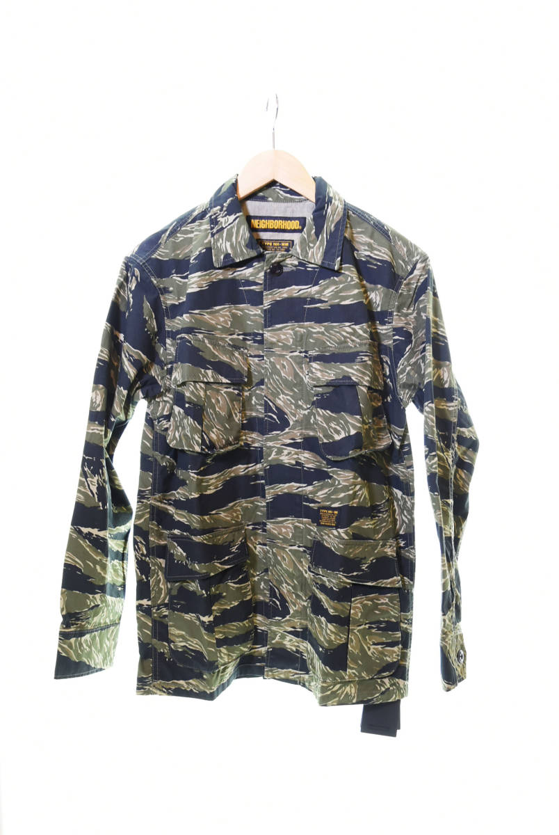 △ NEIGHBORHOOD ネイバーフッド MIL BDU C-SHIRT.LS 長袖シャツ 182SPNH-SHM03 sizeM TIGER STRIPE 103 _画像1