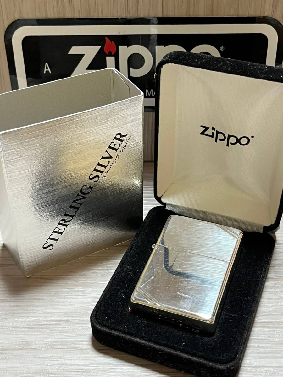 大量出品中!!【希少】レア 新品未使用 2019年製 Zippo 'STERLING SILVER' ダイアゴナルライン 純銀 銀製 スターリングシルバー ジッポー_画像1