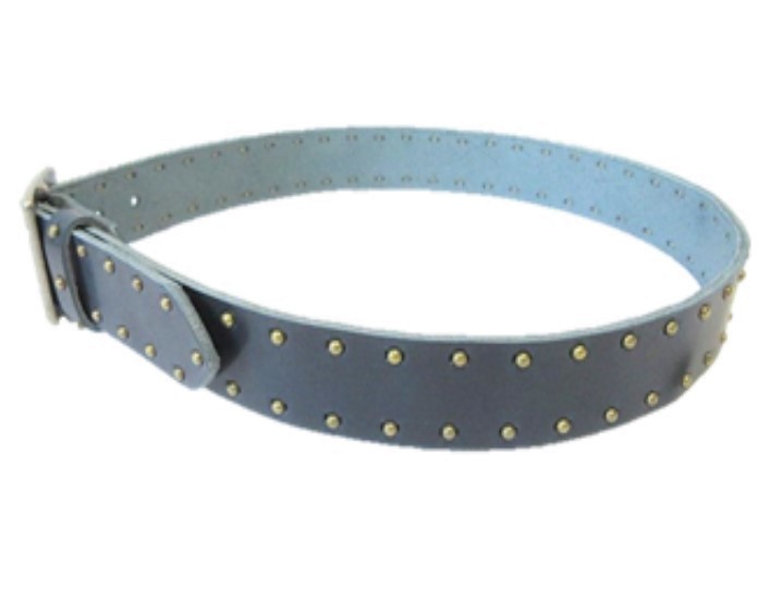  Tochigi leather Vintage style studs belt navy side on Lee made in Japan cow leather men's belt 