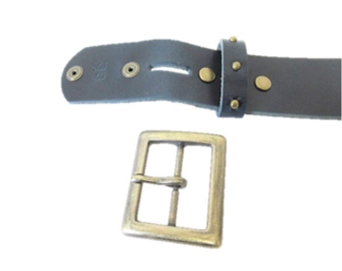  Tochigi leather Vintage style studs belt navy side on Lee made in Japan cow leather men's belt 