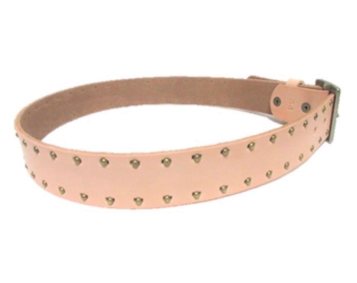  Tochigi leather Vintage style studs belt natural side on Lee made in Japan cow leather men's belt 