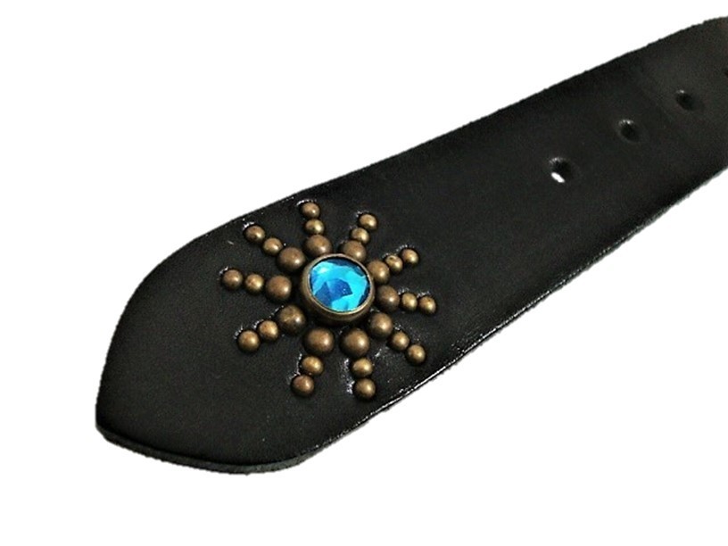  Tochigi leather end on Lee studs belt black aqua blue spo tsu Vintage type made in Japan 