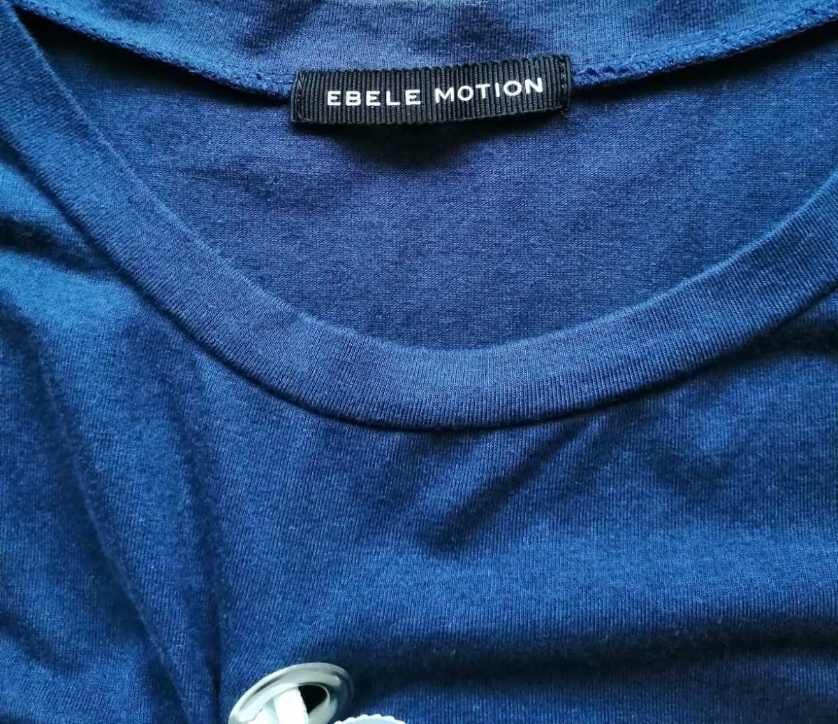 美品「定価5292円 EBELE MOTION グログランリボンＴシャツ ネイビー フリーサイズ（着丈51、バスト47）SーMサイズ相当」エベルモーション _画像6