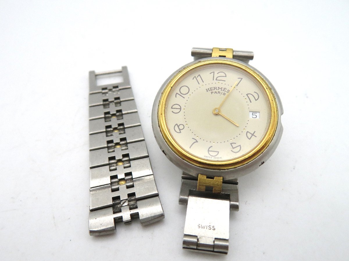 ◆1円□ジャンク□　エルメス　　　シルバー　クオーツ　ユニセックス　腕時計　　E69201_画像1