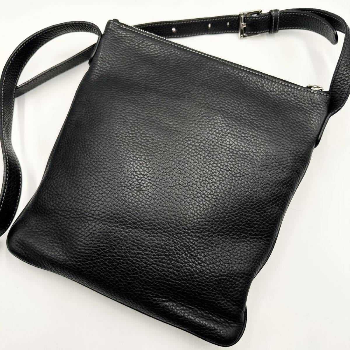 1円 ■極美品■定価23万 ロエベ LOEWE ショルダーバッグ サコッシュ 斜め掛け A4◎ メンズ ビジネス レザー 本革 ブラック 黒_画像2