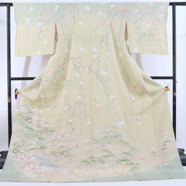 yu.saku2 new goods Ueno house four generation Ueno genuine .. kimono silk . attaching thread attaching * empty . ground . sea . fresh . laughing ., missed manner .. flower open spring. day ~ visit wear 2509