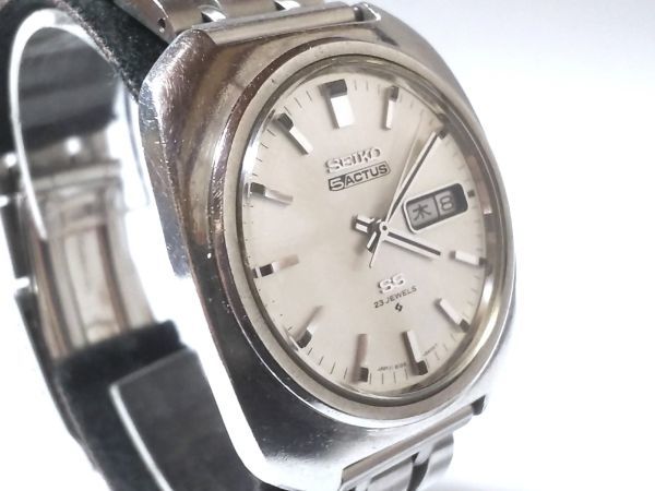 【Dj2】SEIKO/セイコー◇5ACTUS/SS/ファイブアクタス/6106-8400/61-5A◇1969年製♂23石自動巻/シルバー_風防は研磨済みでキレイです。