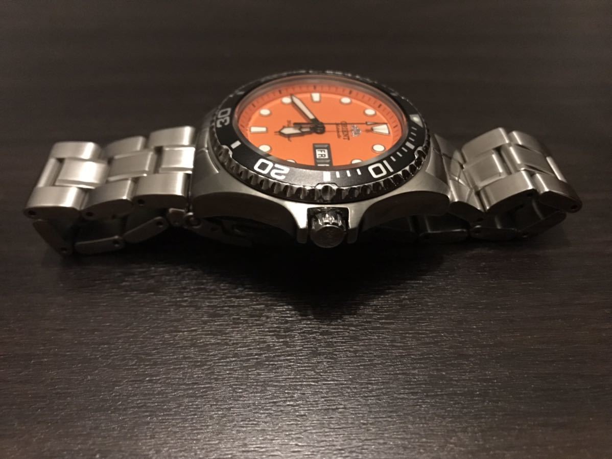 ORIENT automatic divers オレンジ文字盤 オリエント ダイバー 自動巻き AA02-C8-A 200M デイデイト 稼働品 美品_画像2