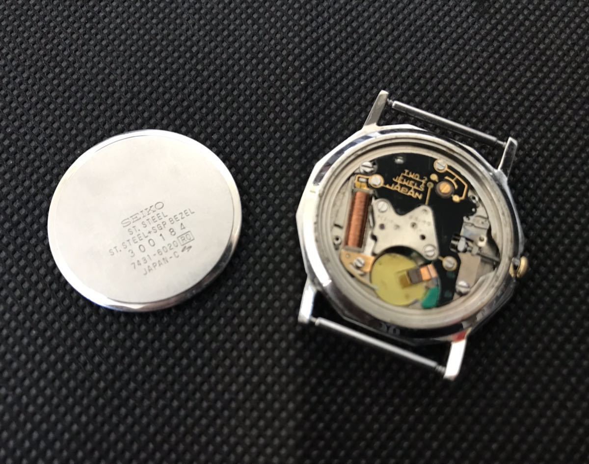 SEIKO QZ 7431-6020 アナログ クォーツ 黒文字盤 ノンデイト 腕時計 セイコー _画像6