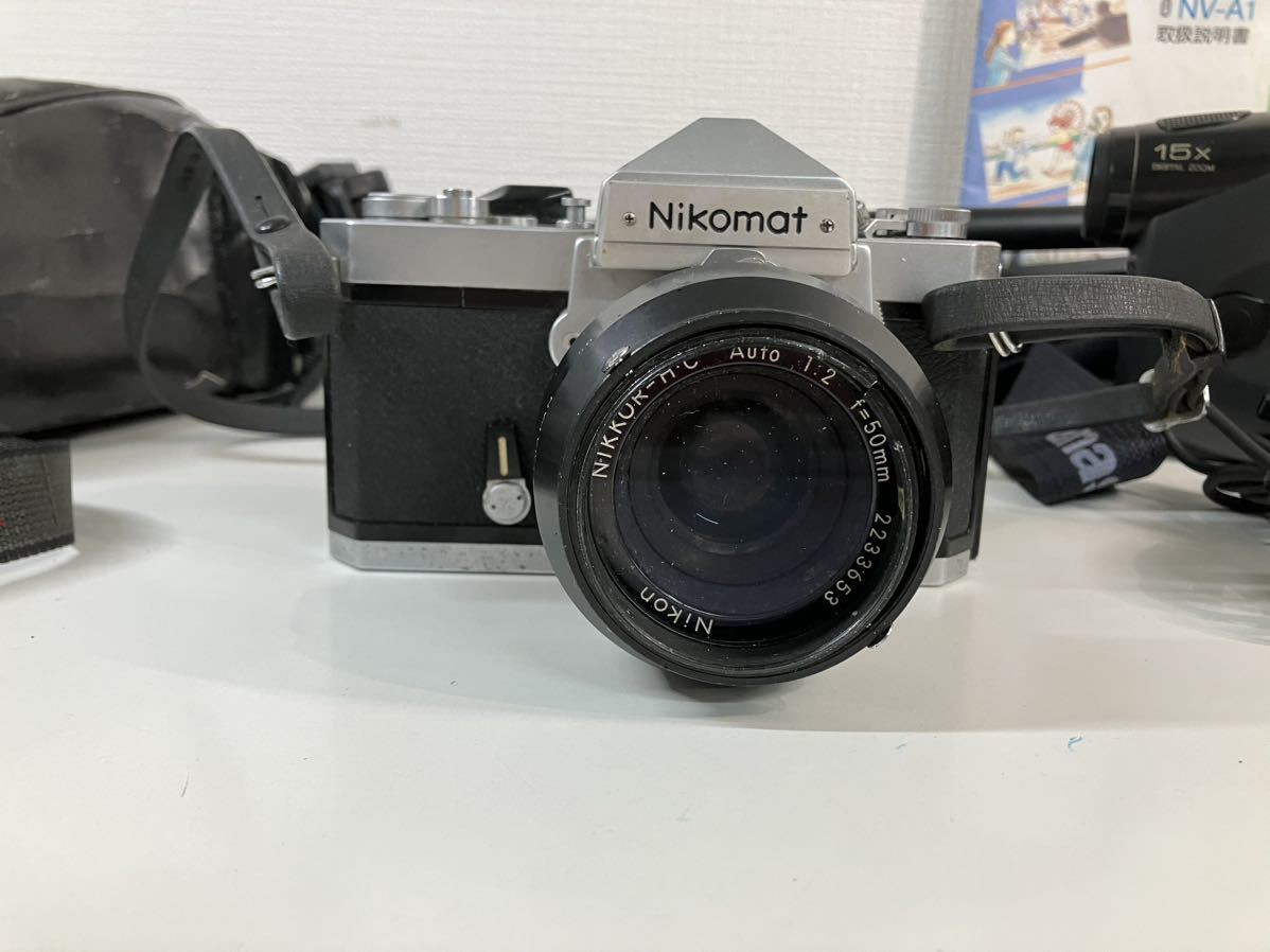 1円〜 10☆ カメラまとめて Panasonic NV-A1 ビデオカメラ VHS 付属品付き PENTAX SFXN フィルムカメラ 一眼レフ Nikon Nikomat CHINON _画像7