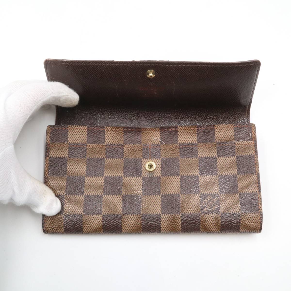 ★LOUIS VUITTON ルイヴィトン N61734 ダミエ ポルトフォイユサラ 二つ折り 長財布 ウォレット レディース ブラウン系_画像5