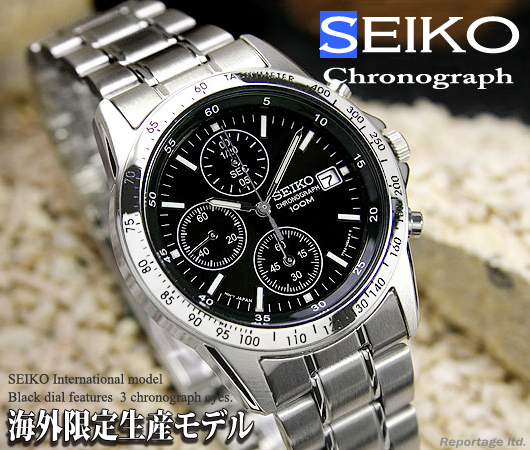 海外限定生産逆輸入モデル【SEIKO】セイコー1/20秒高速クロノグラフ BK 新品_人気のセンタークロノグラフ搭載