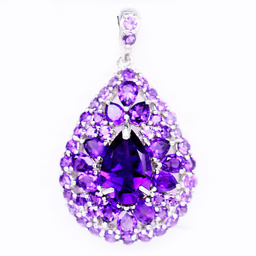  high quality * Brazil production * non heating natural amethyst original silver pendant top C