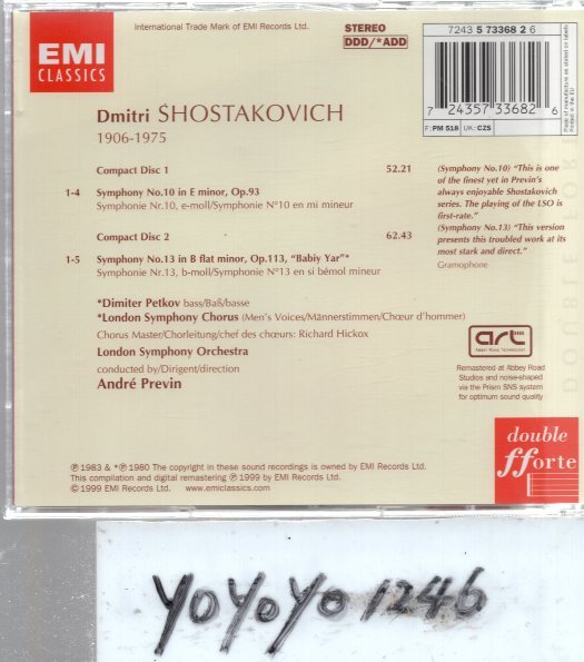 OL328 ショスタコーヴィチ：交響曲第10番＆13番/プレヴィン(2CD)_画像2