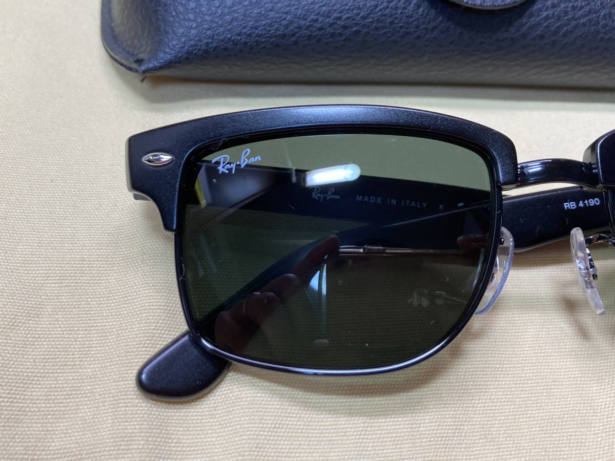 【良品】Ray-Ban　正規品　サングラス　RB4190　マットブラック×グリーン_右レンズを撮影したものです。