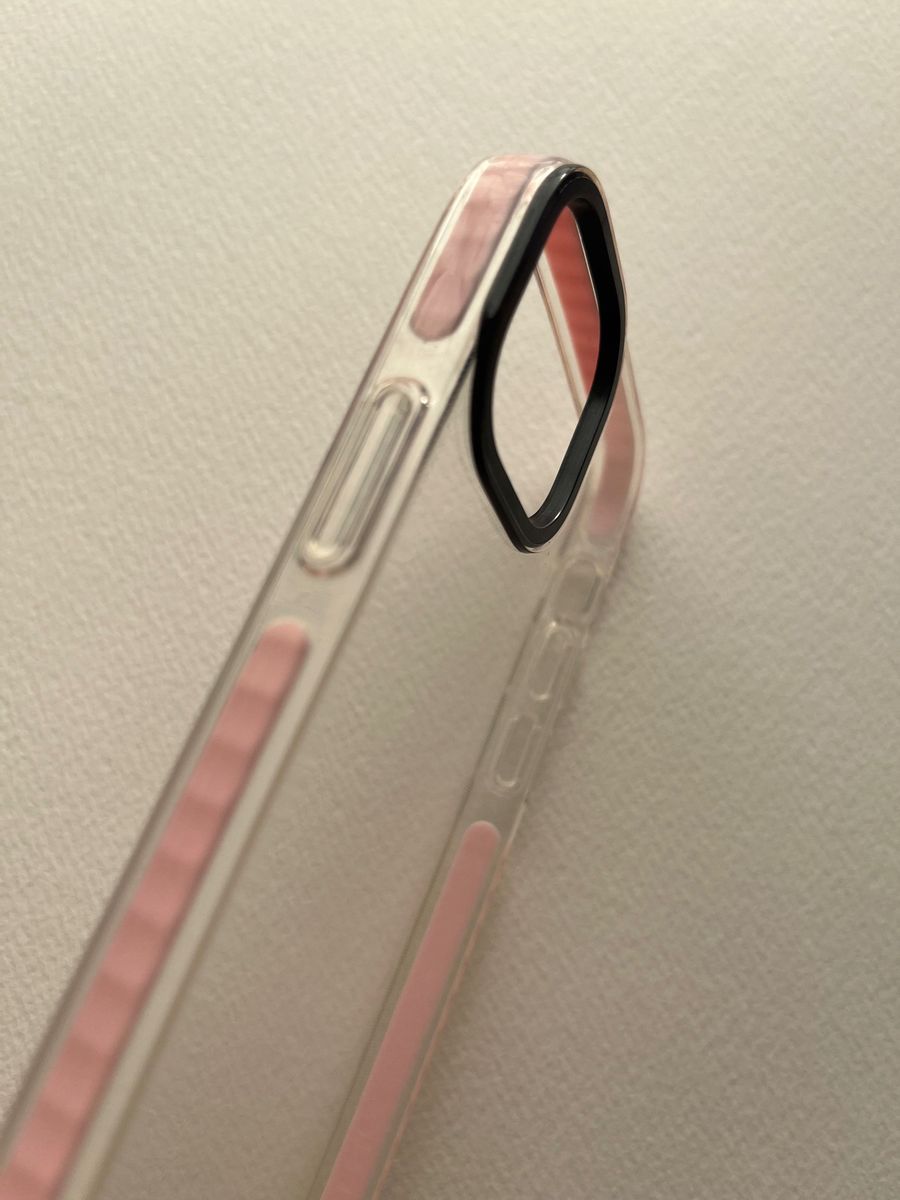iPhone13mini ピンク　ライン　クリア　透明　アイフォンケース　新品送料込み