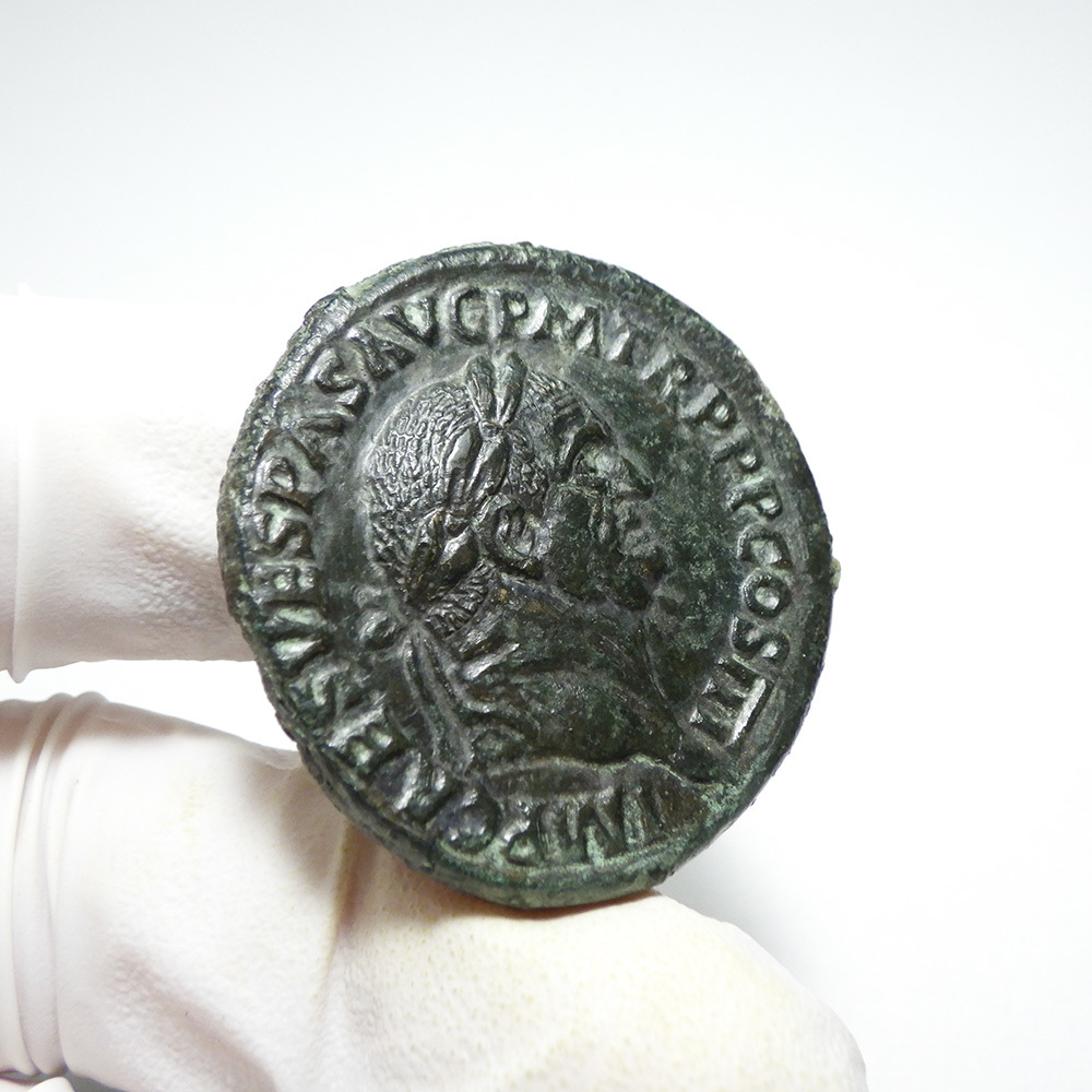 【古代ローマコイン】Vespasian（ウェスパシアヌス）クリーニング済 ブロンズコイン 銅貨 セステルティウス(ZZs9PY2Ru7)_画像4