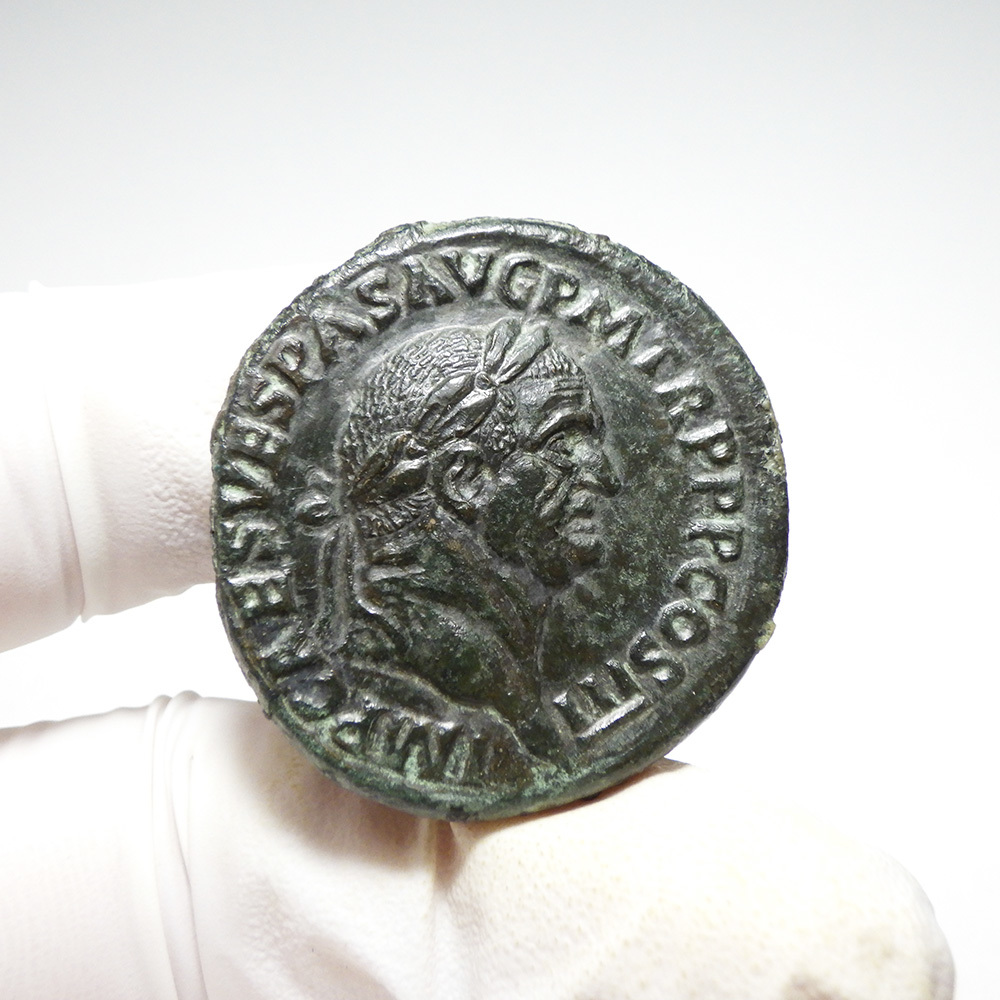 【古代ローマコイン】Vespasian（ウェスパシアヌス）クリーニング済 ブロンズコイン 銅貨 セステルティウス(ZZs9PY2Ru7)_画像2
