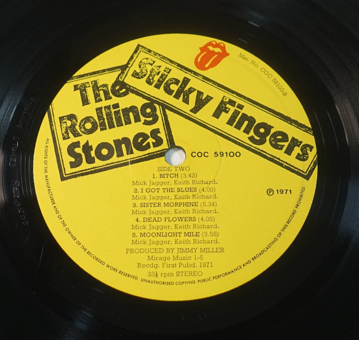 極美! UK Orginal 初回 COC 59100 Sticky Fingers / The Rolling Stones MAT: A4/B4+完品_画像6
