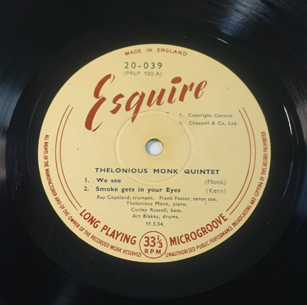 極美! UK ESQUIRE PRLP 180 オリジナル Thelonious Monk Quintet RVG/Flat Edge_画像4