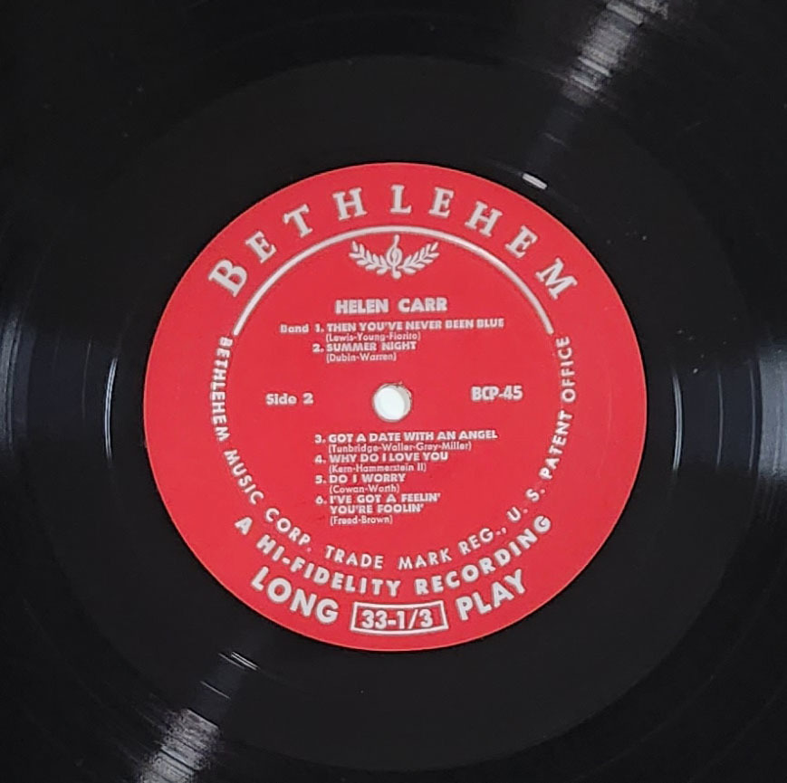 US Bethlehem BCP-45 完全オリジナル Why do I Love You / Helen Carr DG/Flat Edge