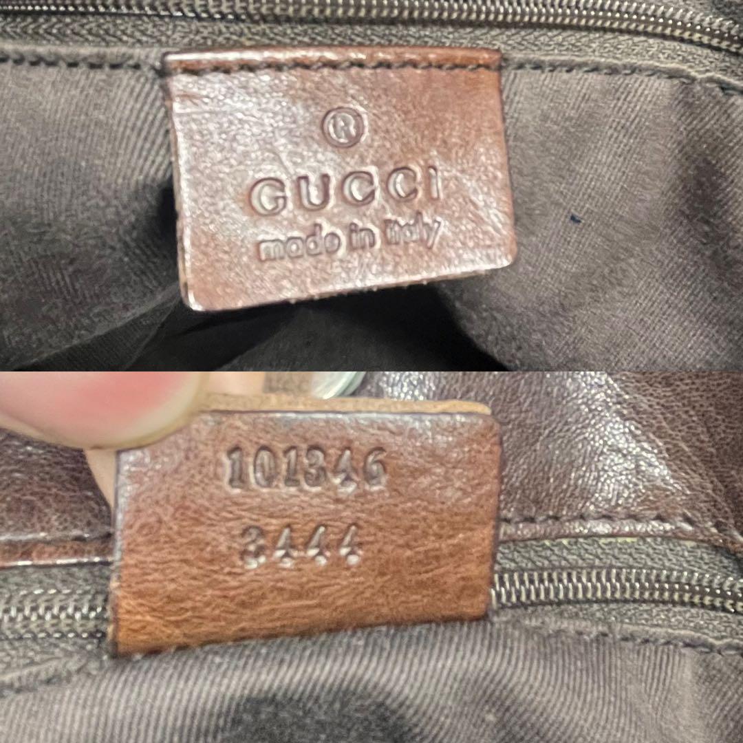 １円【高級品】GUCCI グッチ GGキャンバス レザー 革 トートバッグ ハンドバッグ ダークブラウン ショルダー レディース ユニセックス_画像8