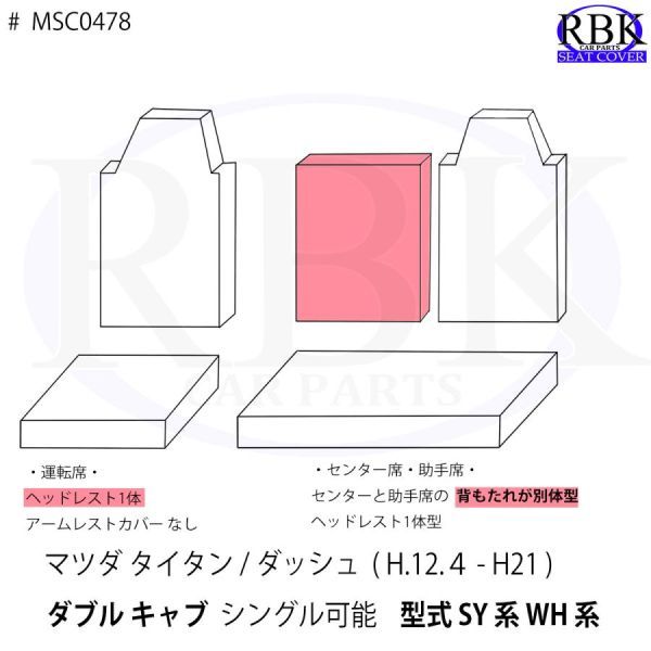 マツダ タイタン / タイタンダッシュ 標準 ダブルキャブ トラック シートカバー 前席セット 選べるステッチ 黒 白 赤 青 内装 S0478の画像4