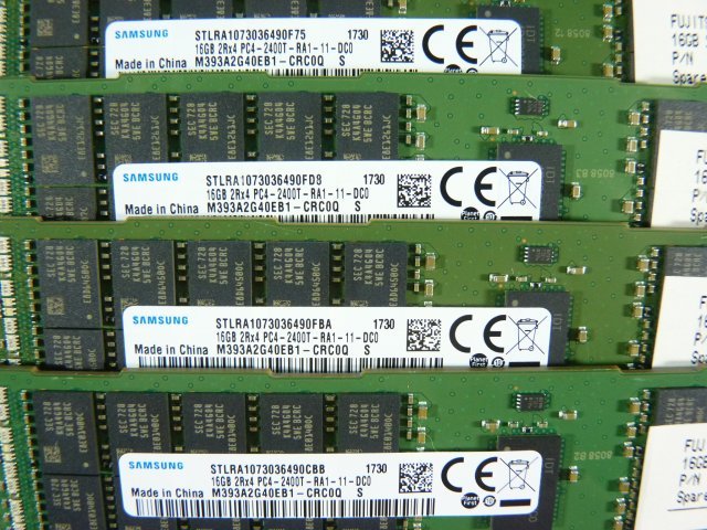 1PCC//16GB 16枚セット計256GB DDR4 19200 PC4-2400T-RA1 Registered RDIMM M393A2G40EB1-CRC0Q S26361-F3934-L512//Fujitsu RX2530 M2取外_画像4