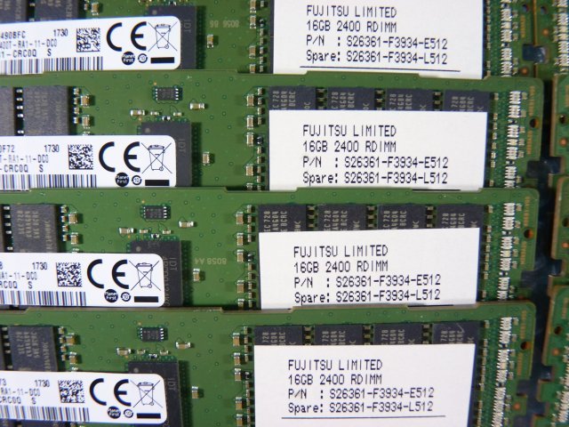 1PCC//16GB 16枚セット計256GB DDR4 19200 PC4-2400T-RA1 Registered RDIMM M393A2G40EB1-CRC0Q S26361-F3934-L512//Fujitsu RX2530 M2取外_画像7