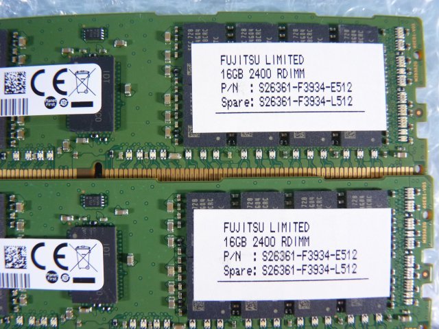 1PCE //16GB 8枚セット計128GB DDR4 19200 PC4-2400T-RA1 Registered RDIMM M393A2G40EB1-CRC0Q S26361-F3934-L512//Fujitsu RX2530 M2取外_画像9